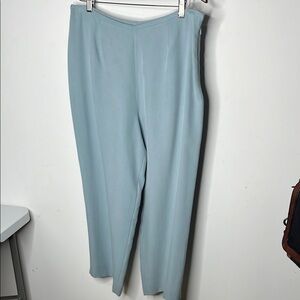 100% Silk Valarie Stevens Ankle Pants Sz 14 Bird Egg Blue